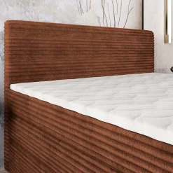 Lit Boxspring LUNERA 140X200 CM TILIA 52, Marron, Lit avec matelas et rangement