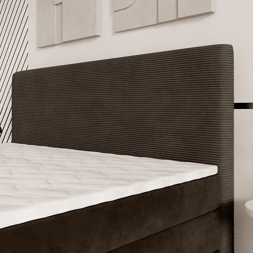 Lit Boxspring MATERN 160X200 CM POSO 06 + KRONOS 06, Marron, Lit avec matelas et rangement