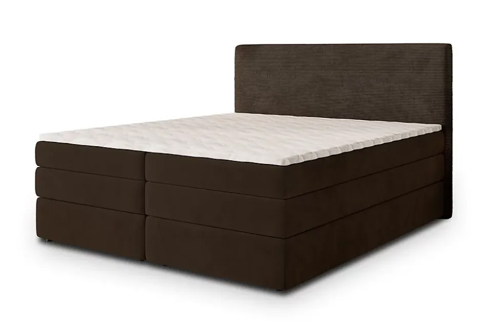 Lit Boxspring MATERN 160X200 CM POSO 06 + KRONOS 06, Marron, Lit avec matelas et rangement
