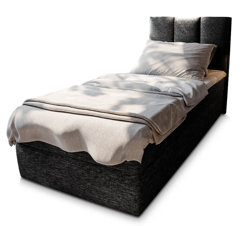 Lit Boxspring MERIL 80 80X200 CM SAWANA 14, Noir, Lit avec matelas et rangement