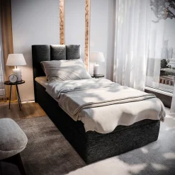 Lit Boxspring MERIL 80 80X200 CM SAWANA 14, Noir, Lit avec matelas et rangement