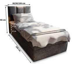 Lit Boxspring MERIL 100 100X200 CM SAWANA 16, Marron, Lit avec matelas et rangement