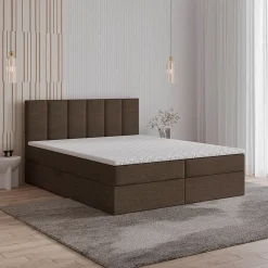 Lit Boxspring MERIL 180X200 CM SAWANA 16, Marron, Lit avec matelas et rangement
