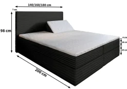 Lit Boxspring MILARA 160X200 CM TILIA 77, Bleu, Lit avec matelas et rangement