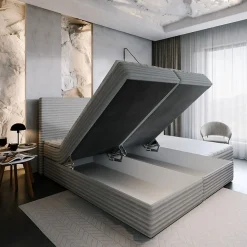 Lit Boxspring MILARA 160X200 CM TILIA 62, Rose, Lit avec matelas et rangement