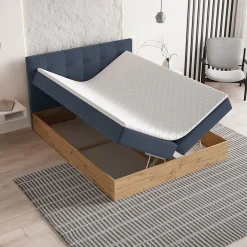 Lit Boxspring MOLVEN 180X200 CM SORO 76, Bleu, Lit avec matelas et rangement