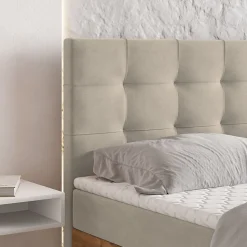 Lit Boxspring MOLVEN 180X200 CM SORO 21, Beige, Lit avec matelas et rangement