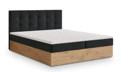 Lit Boxspring MOLVEN 180X200 CM SORO 100, Noir, Lit avec matelas et rangement