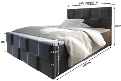 Lit Boxspring MONA 140X200 CM PAROS 02, Beige, Lit avec matelas et rangement