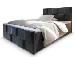 Lit Boxspring MONA 180X200 CM PAROS 06, Gris, Lit avec matelas et rangement