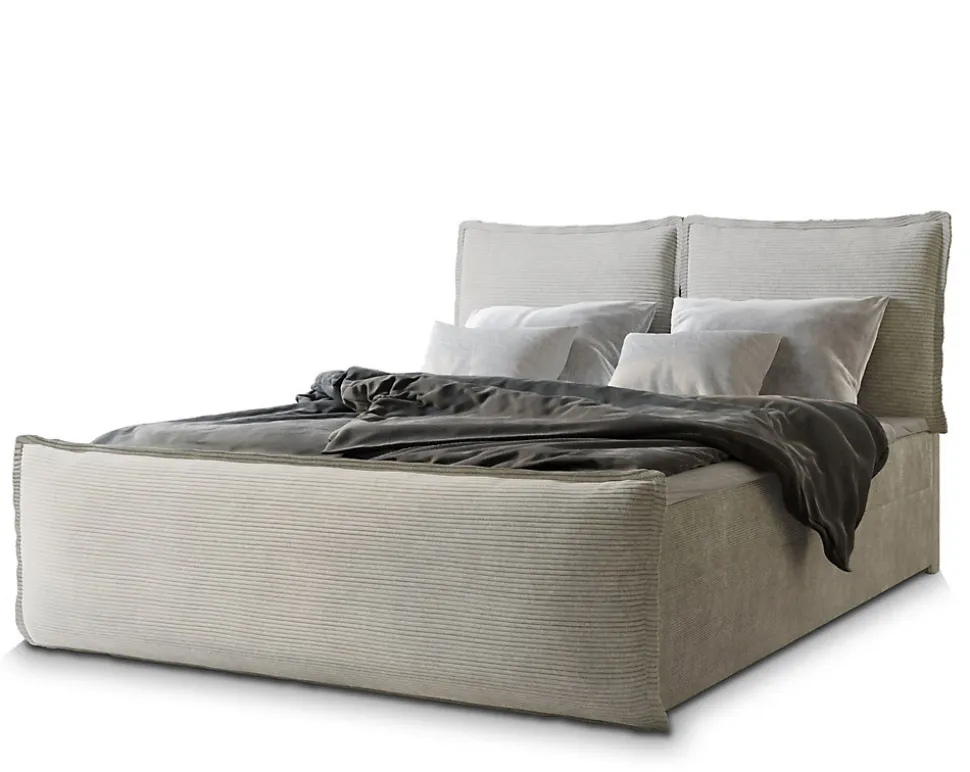 Lit Boxspring MONTA 180X200 CM LINCOLN 03, Crème, Lit avec matelas et rangement