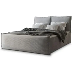 Lit Boxspring MONTA 140X200 CM LINCOLN 86, Gris clair, Lit avec matelas et rangement