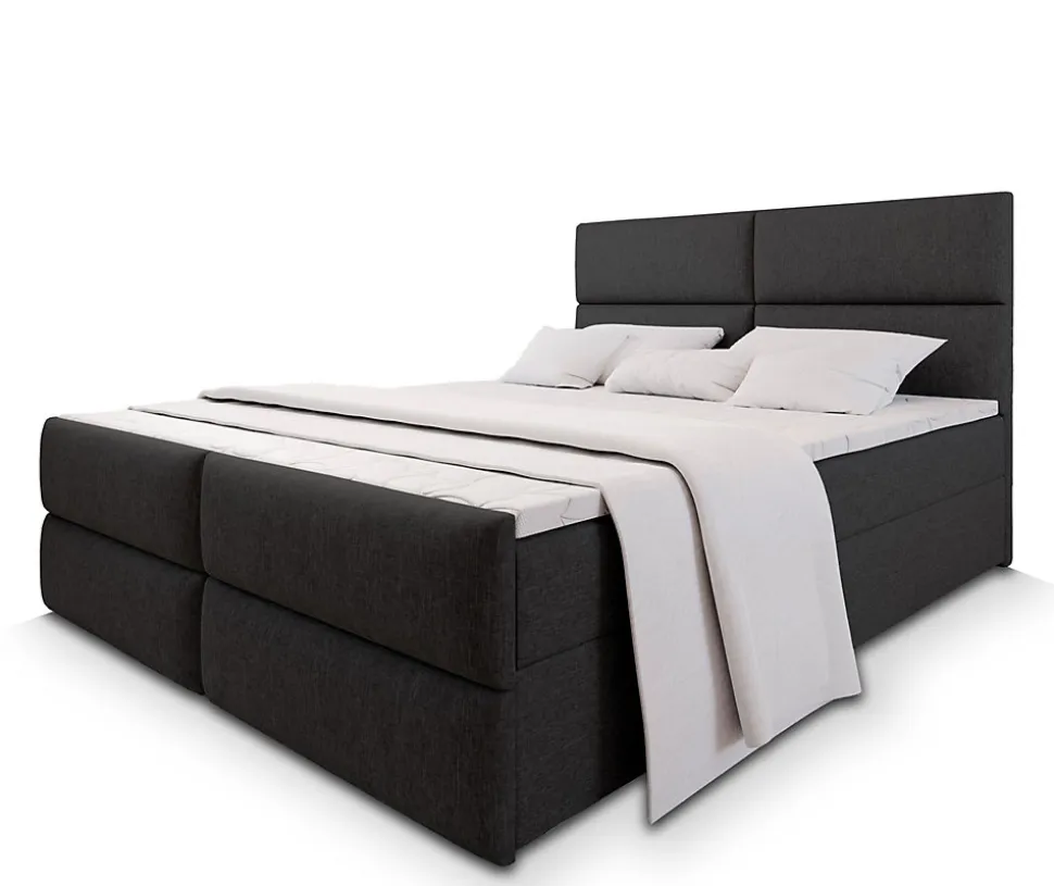 Lit Boxspring MULEN 160X200 CM SAWANA 14, Noir, Lit avec matelas et rangement