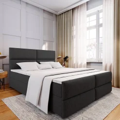 Lit Boxspring MULEN 160X200 CM SAWANA 14, Noir, Lit avec matelas et rangement