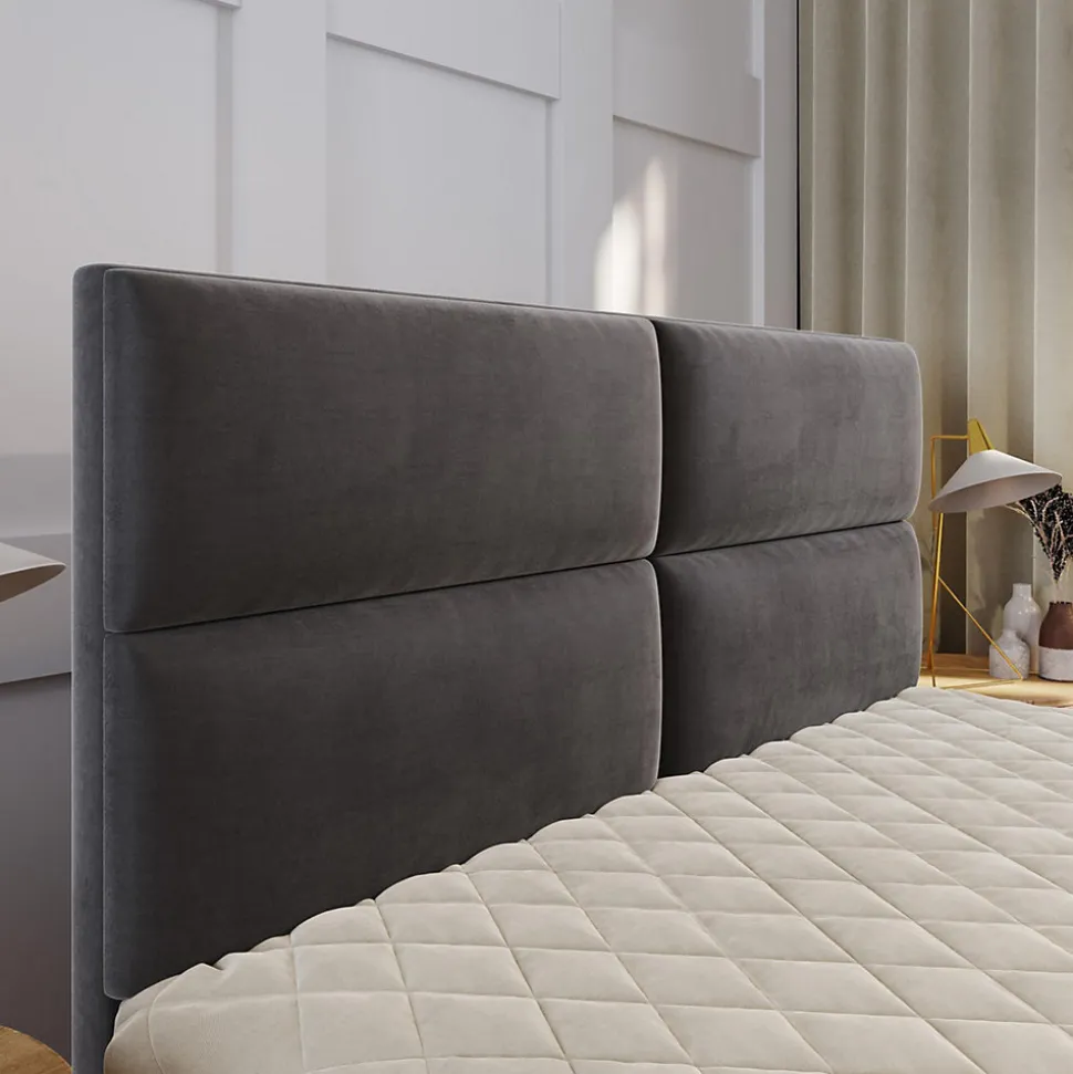 Lit Boxspring MULEN 160X200 CM SAWANA 14, Noir, Lit avec matelas et rangement