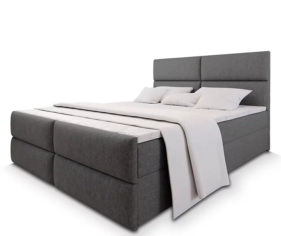 Lit Boxspring MULEN 180X200 CM SAWANA 05, Gris, Lit avec matelas et rangement