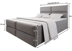 Lit Boxspring MULEN 180X200 CM SAWANA 05, Gris, Lit avec matelas et rangement
