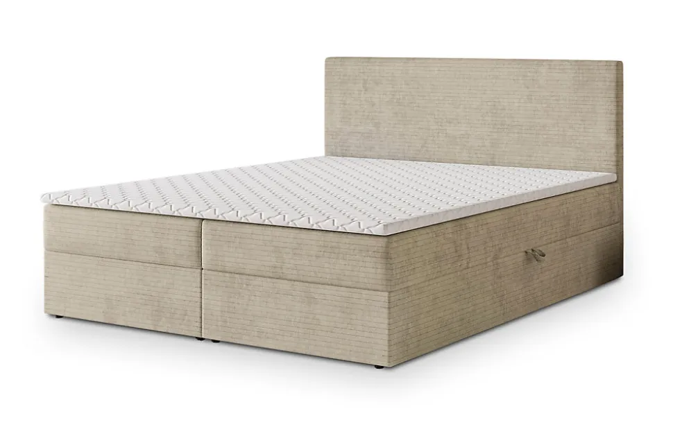 Lit Boxspring NIRA 140X200 CM ROMA 03, Crème, Lit avec matelas et rangement