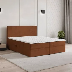 Lit Boxspring NIRA 180X200 CM ROMA 11, Terracotta, Lit avec matelas et rangement