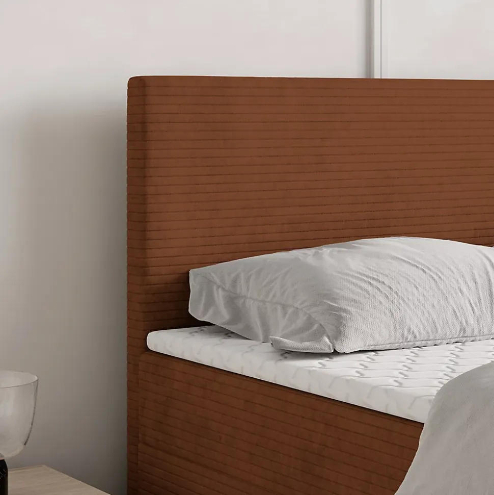 Lit Boxspring NIRA 180X200 CM ROMA 11, Terracotta, Lit avec matelas et rangement