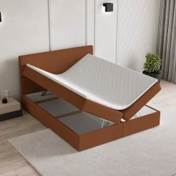Lit Boxspring NIRA 180X200 CM ROMA 11, Terracotta, Lit avec matelas et rangement