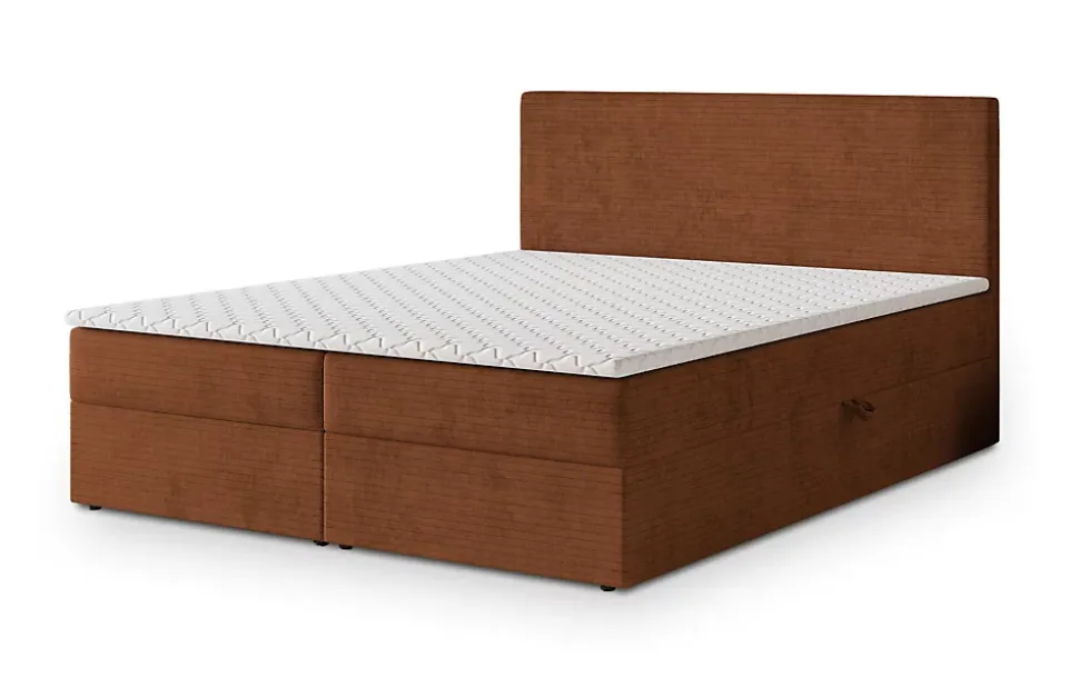 Lit Boxspring NIRA 180X200 CM ROMA 11, Terracotta, Lit avec matelas et rangement