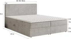 Lit Boxspring NIRA 180X200 CM ROMA 11, Terracotta, Lit avec matelas et rangement