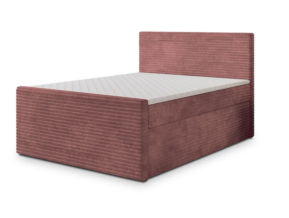 Lit Boxspring NOLEN 140X200 CM TILIA 62, Rose, Lit avec matelas et rangement
