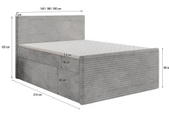 Lit Boxspring NOLEN 140X200 CM TILIA 62, Rose, Lit avec matelas et rangement