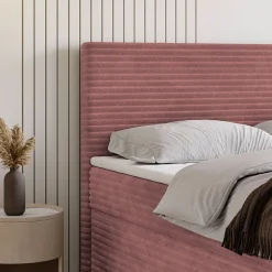 Lit Boxspring NOLEN 140X200 CM TILIA 62, Rose, Lit avec matelas et rangement