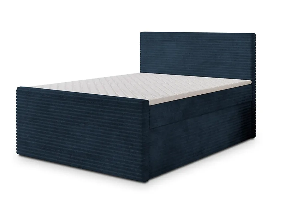 Lit Boxspring NOLEN 180X200 CM TILIA 77, Bleu, Lit avec matelas et rangement