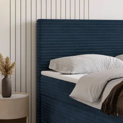 Lit Boxspring NOLEN 180X200 CM TILIA 77, Bleu, Lit avec matelas et rangement