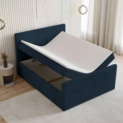 Lit Boxspring NOLEN 180X200 CM TILIA 77, Bleu, Lit avec matelas et rangement
