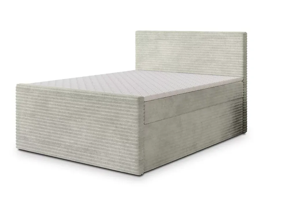 Lit Boxspring NOLEN 180X200 CM TILIA 83, Gris clair, Lit avec matelas et rangement