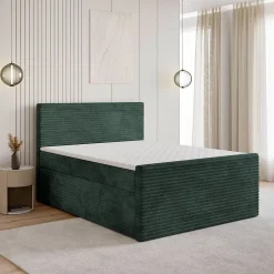 Lit Boxspring NOLEN 140X200 CM TILIA 39, Vert foncé, Lit avec matelas et rangement