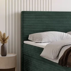 Lit Boxspring NOLEN 140X200 CM TILIA 39, Vert foncé, Lit avec matelas et rangement