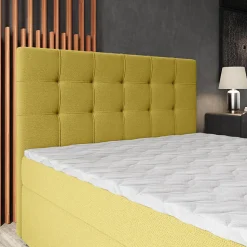 Lit Boxspring PALMA 180X200 CM SORO 40, Jaune, Lit avec matelas et rangement