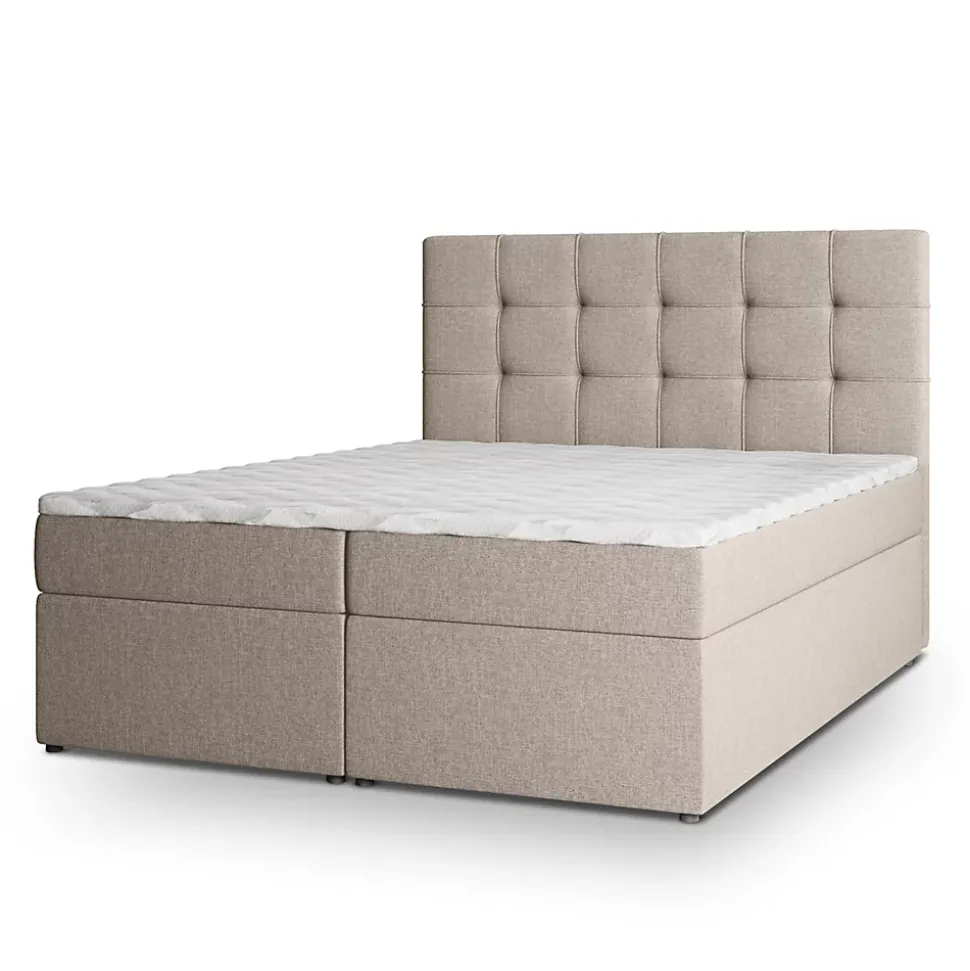 Lit Boxspring PALMA 160X200 CM INARI 22, Beige, Lit avec matelas et rangement