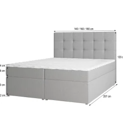 Lit Boxspring PALMA 160X200 CM INARI 22, Beige, Lit avec matelas et rangement
