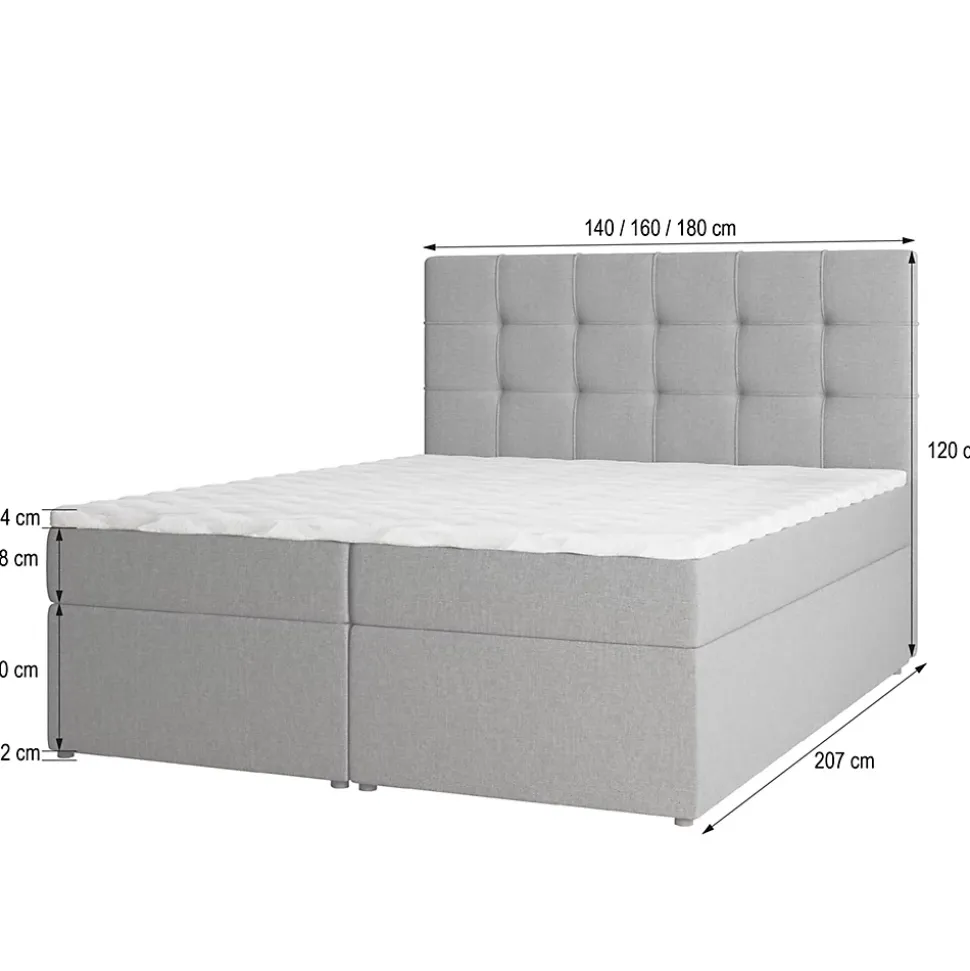 Lit Boxspring PALMA 160X200 CM INARI 22, Beige, Lit avec matelas et rangement
