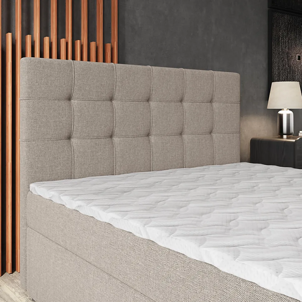 Lit Boxspring PALMA 160X200 CM INARI 22, Beige, Lit avec matelas et rangement