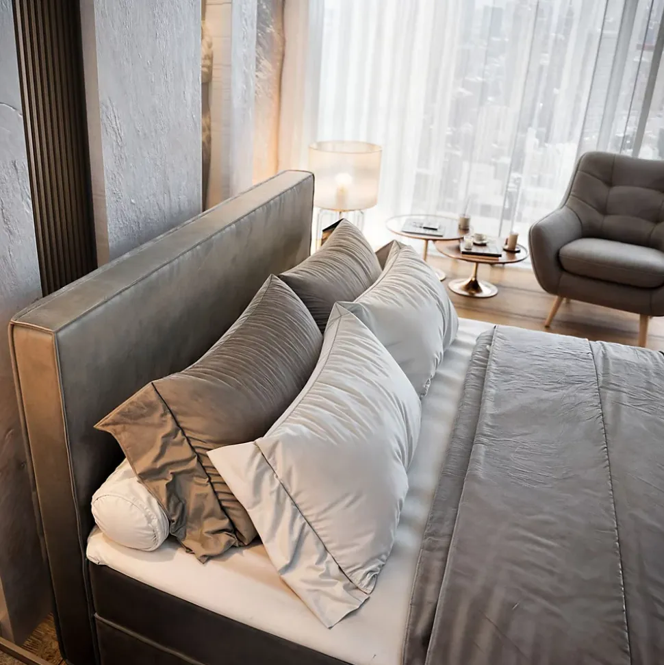 Lit Boxspring PELLIO 160X200 CM MONOLITH 37, Vert foncé, Lit avec matelas et rangement