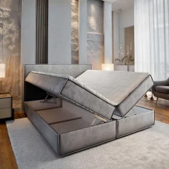 Lit Boxspring PELLIO 160X200 CM MONOLITH 62, Lilas, Lit avec matelas et rangement