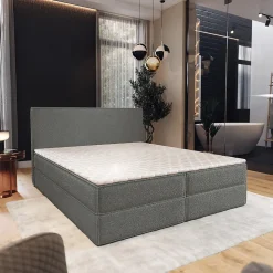 Lit Boxspring PELLIO 160X200 CM QUELLE 92, Gris, Lit avec matelas et rangement