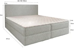 Lit Boxspring PELLIO 160X200 CM QUELLE 92, Gris, Lit avec matelas et rangement