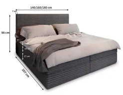 Lit Boxspring PISA 180X200 CM TILIA 56, Cuivre, Lit avec matelas et rangement
