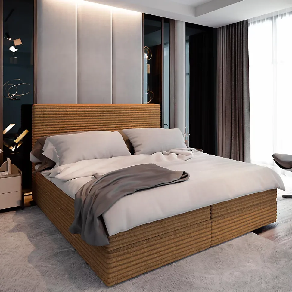 Lit Boxspring PISA 180X200 CM TILIA 56, Cuivre, Lit avec matelas et rangement