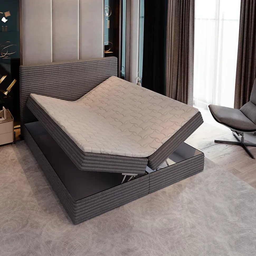 Lit Boxspring PISA 180X200 CM TILIA 39, Vert foncé, Lit avec matelas et rangement