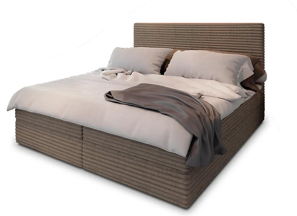 Lit Boxspring PISA 180X200 CM TILIA 17, Café, Lit avec matelas et rangement