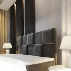 Lit Boxspring PRATA 140X200 CM KRONOS 09, Bleu, Lit avec matelas et rangement